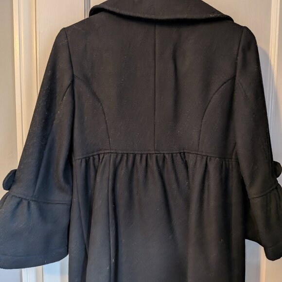 Women wool swing style coat jacket, black, size 6 - Picture 3 of 3